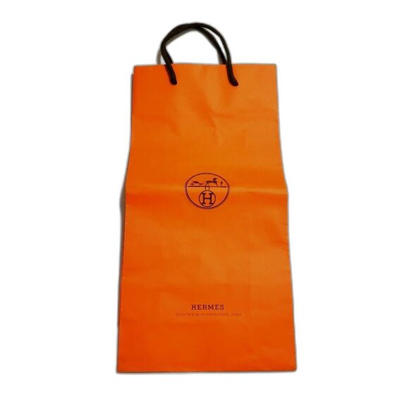 Hermes shopping bag orange paper logo authentic - Picture 1 of 3